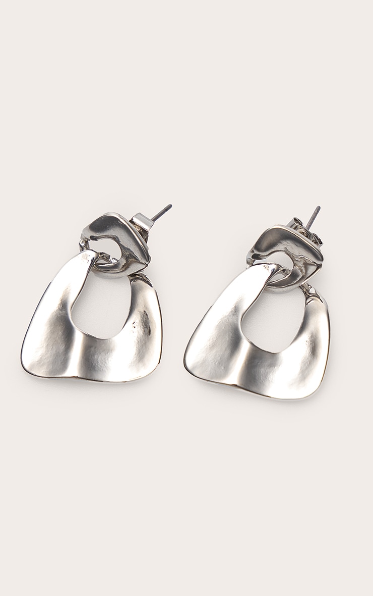 Silver Hammered Mini Drape Earrings image 3