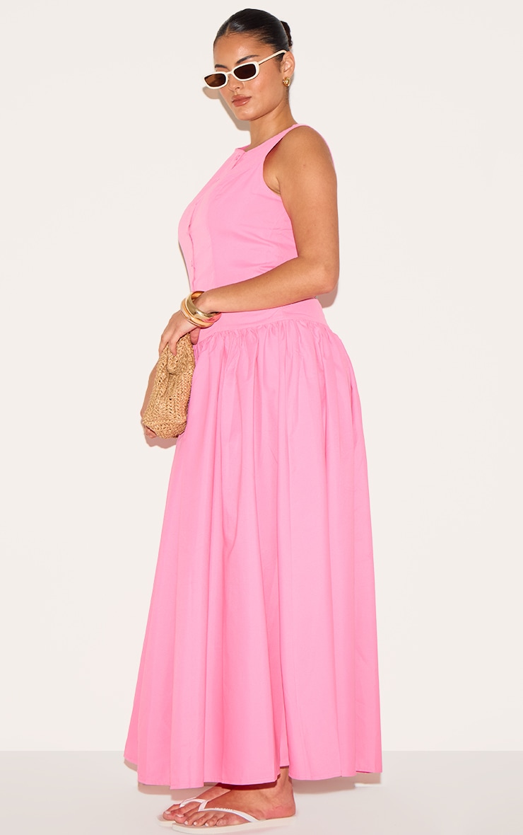 Plus Candy Pink Button Down Drop Waist Maxi Dress image 3
