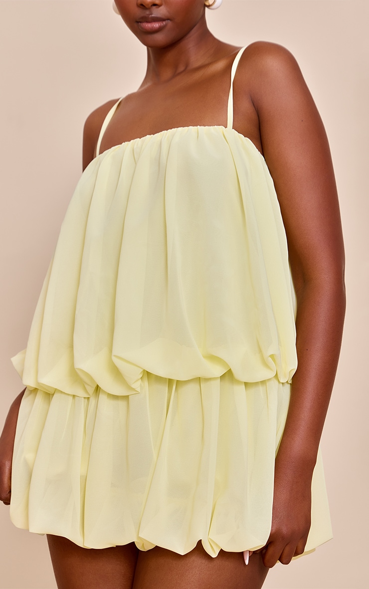Lemon Chiffon Ruched Strappy Shift Dress image 4