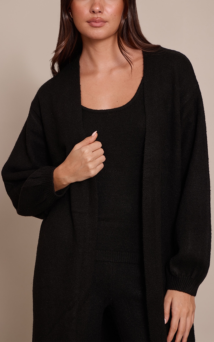 Black Knitted Maxi Cardigan image 4