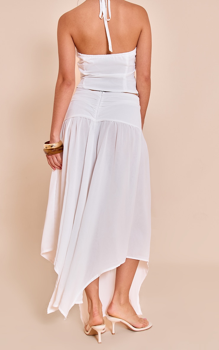 White Asymmetric Hem Maxi Skirt image 3
