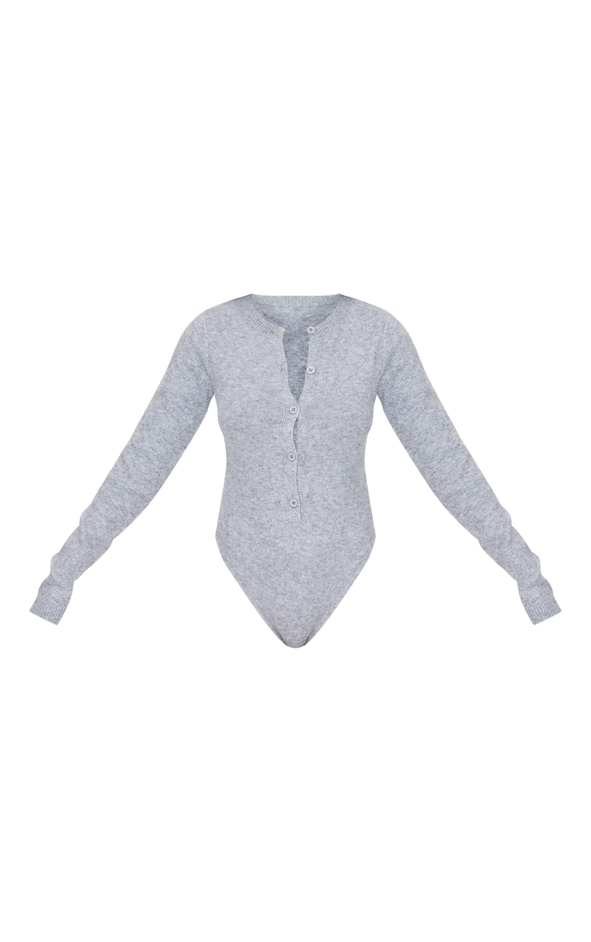 Tall Ash Grey Soft Knit Button Up Bodysuit image 5