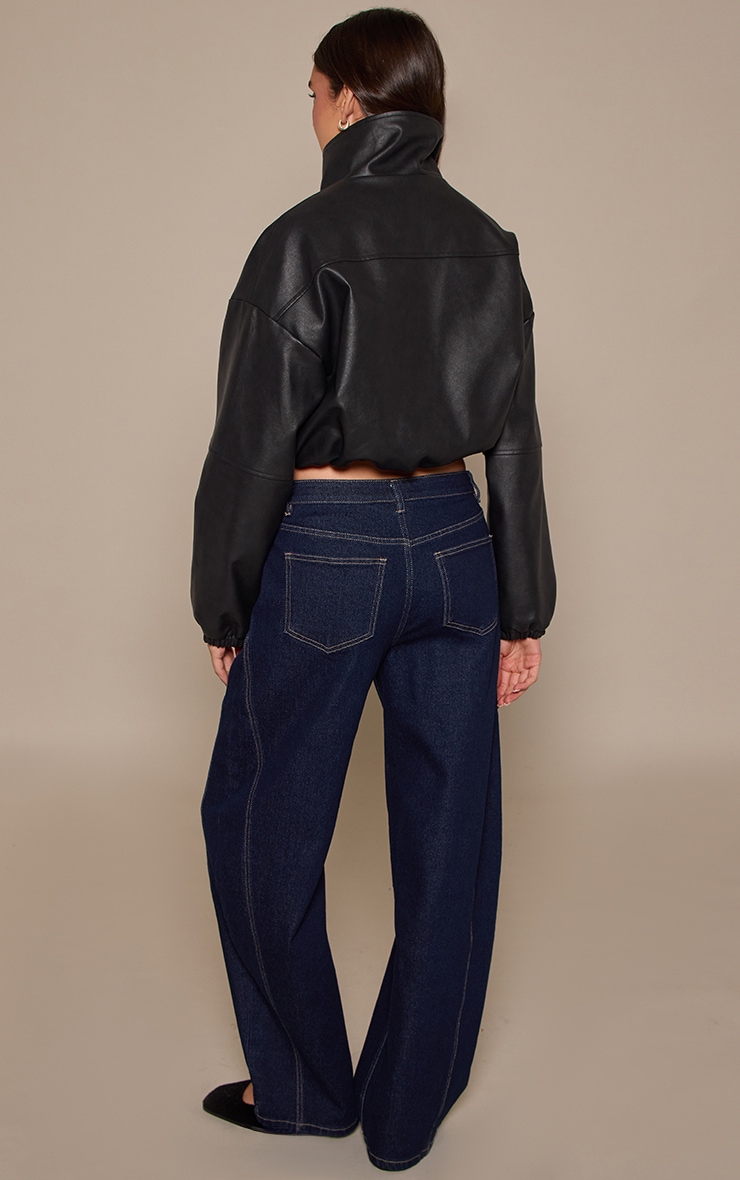 Indigo Mid Rise Stretch Barrel Jeans image 3