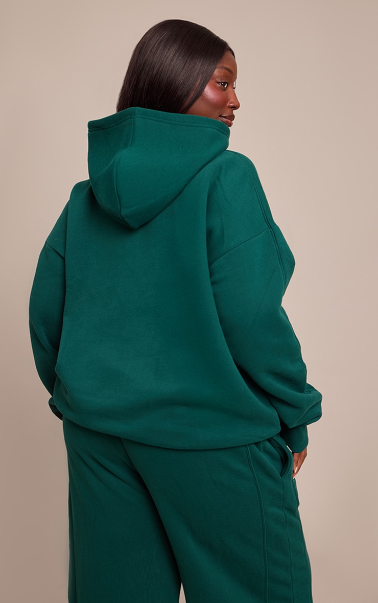 Plus Forest Green  Sunday Reset Embroided Hoodie image 2