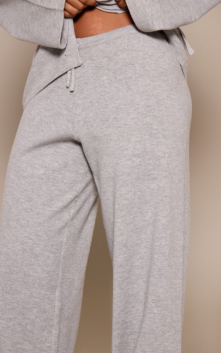 Petite Ash Grey Knitted Drawstring Trousers image 4