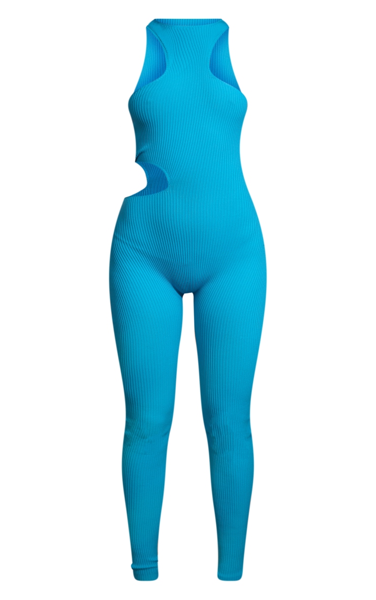 Blue Cut Out Side Knitted Jumpsuit image 5