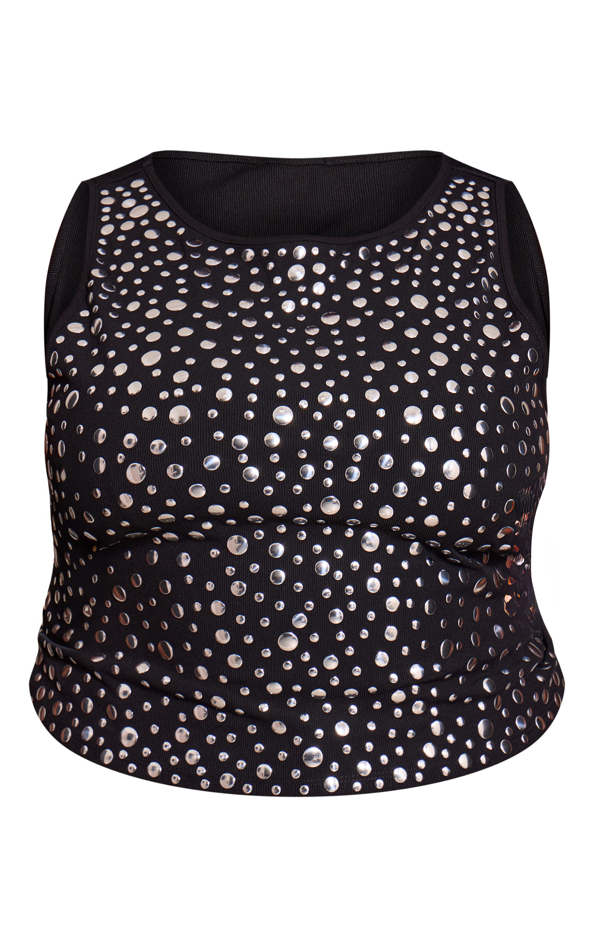 Plus Black Ribbed Extreme Studded Racer Top image 5
