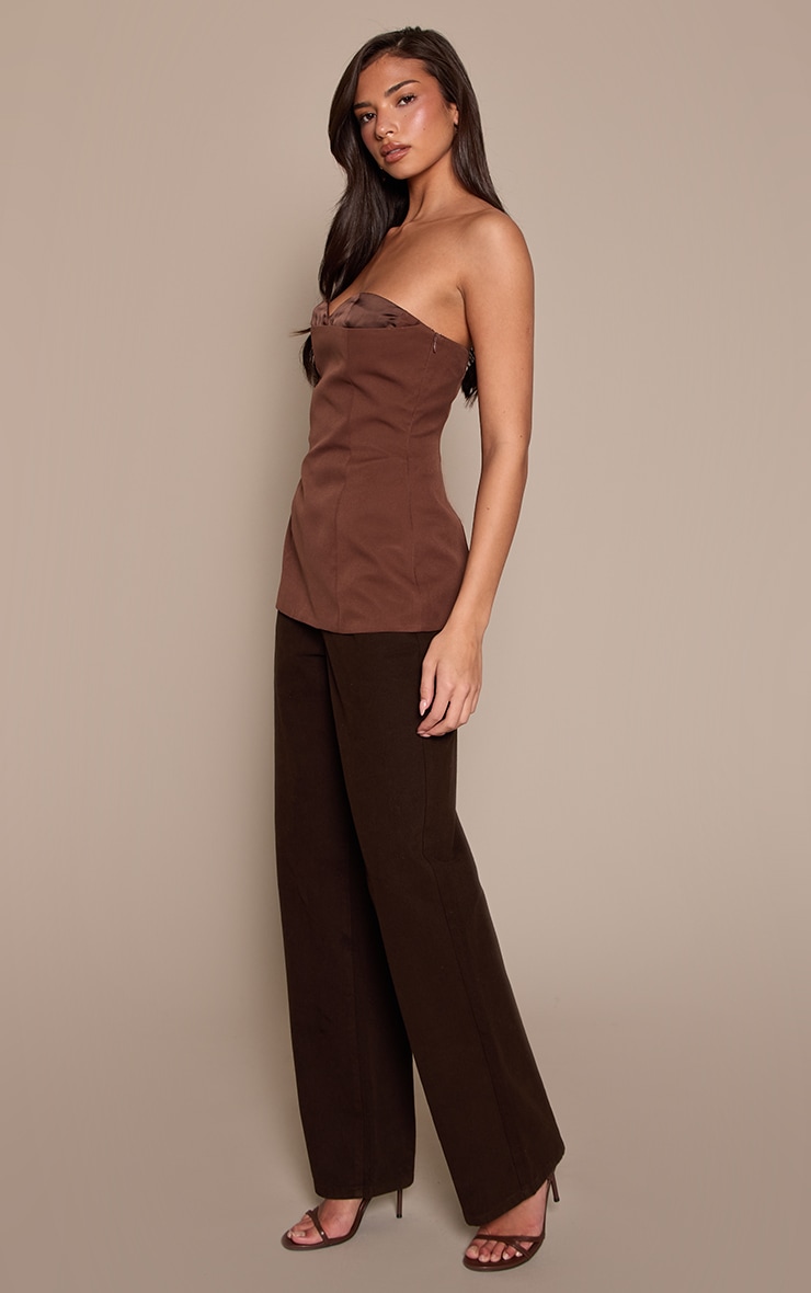 Chocolate Structured Woven Longline Corset  image 3