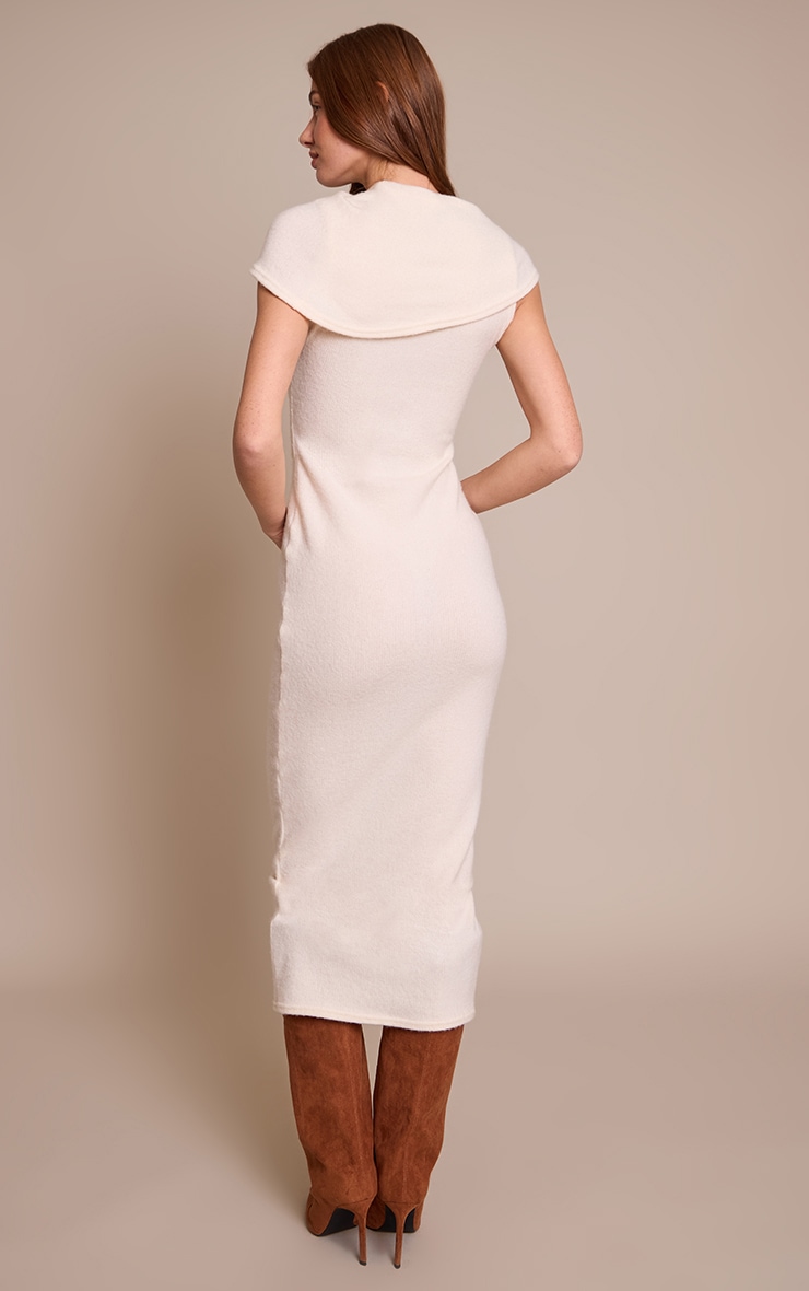 Cream Ruched Neck Sleeveless Maxi Dress image 2