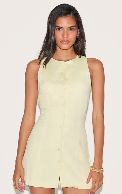 Butter Yellow Linen A Line Cinched Back Skort Playsuit