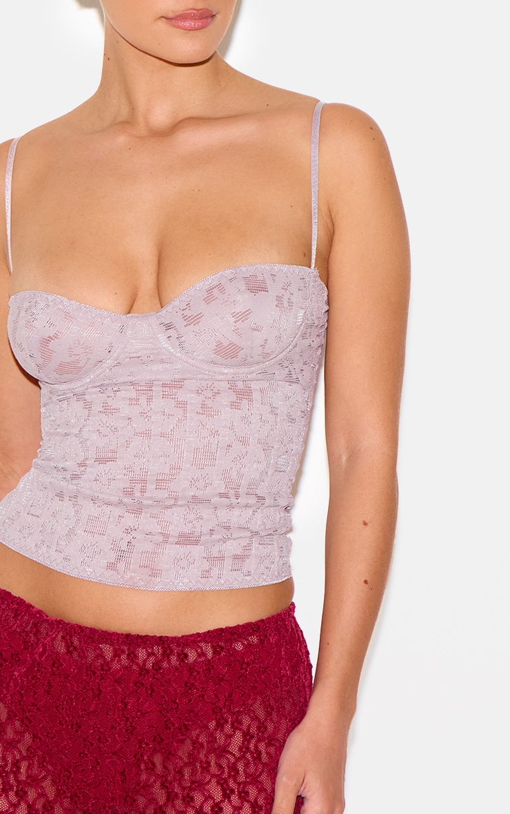 Mushroom Lace Spaghetti Strap Long Corset image 4