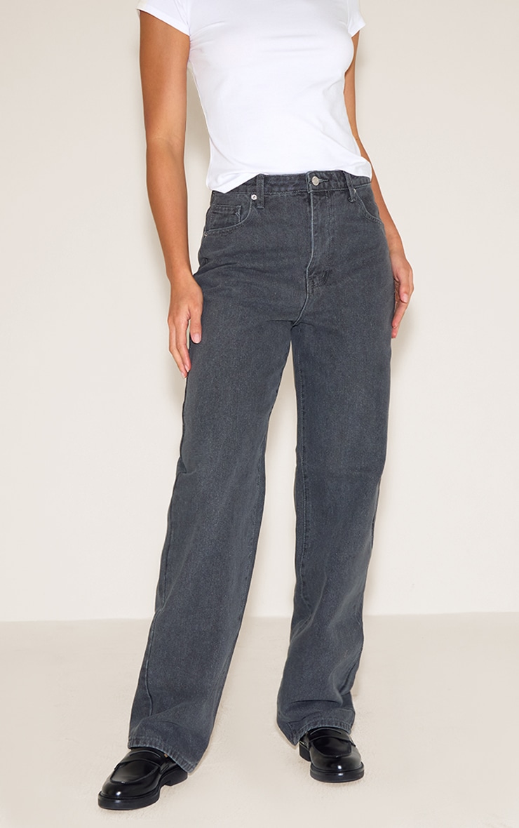 Tall Washed Grey High Waist Boyfriend Jeans image 2