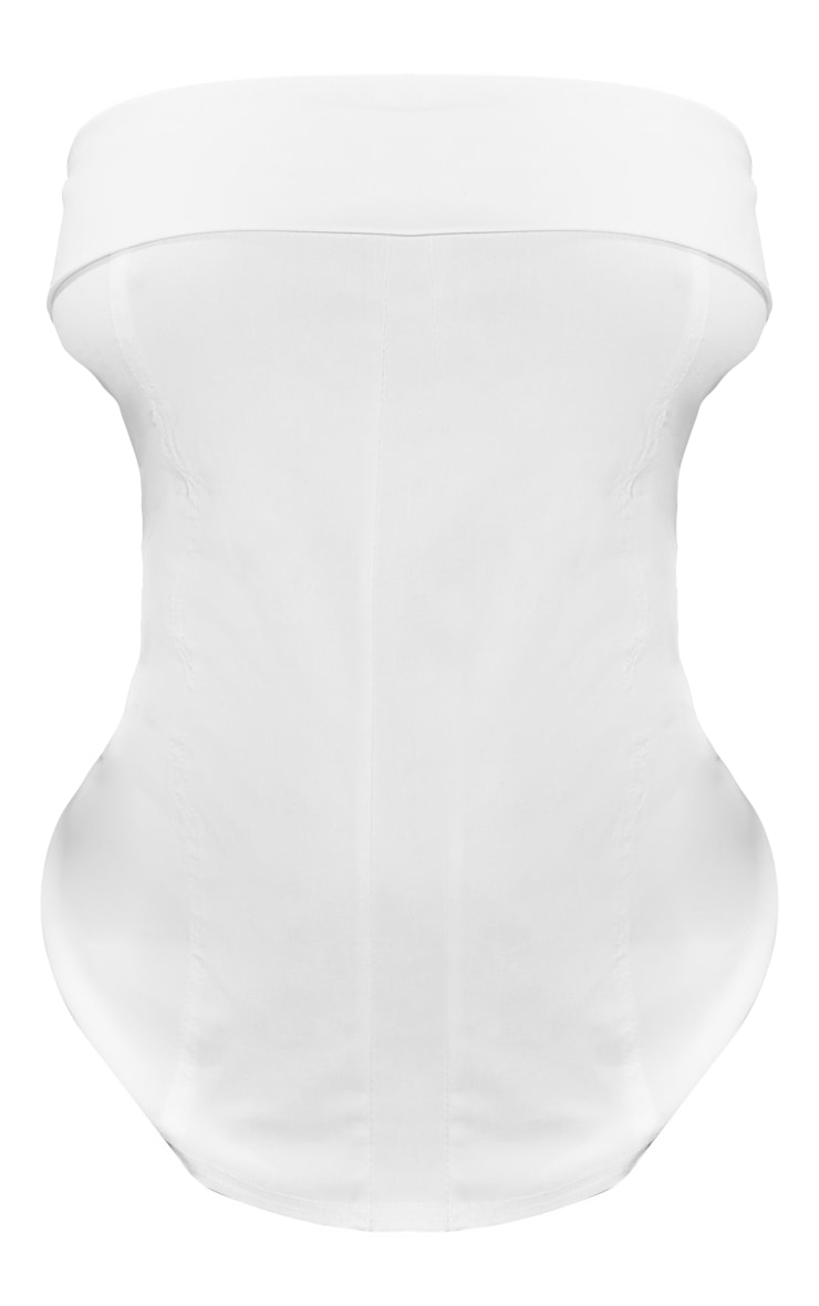 Plus White Fold Over Bandeau Bengaline Corset image 5