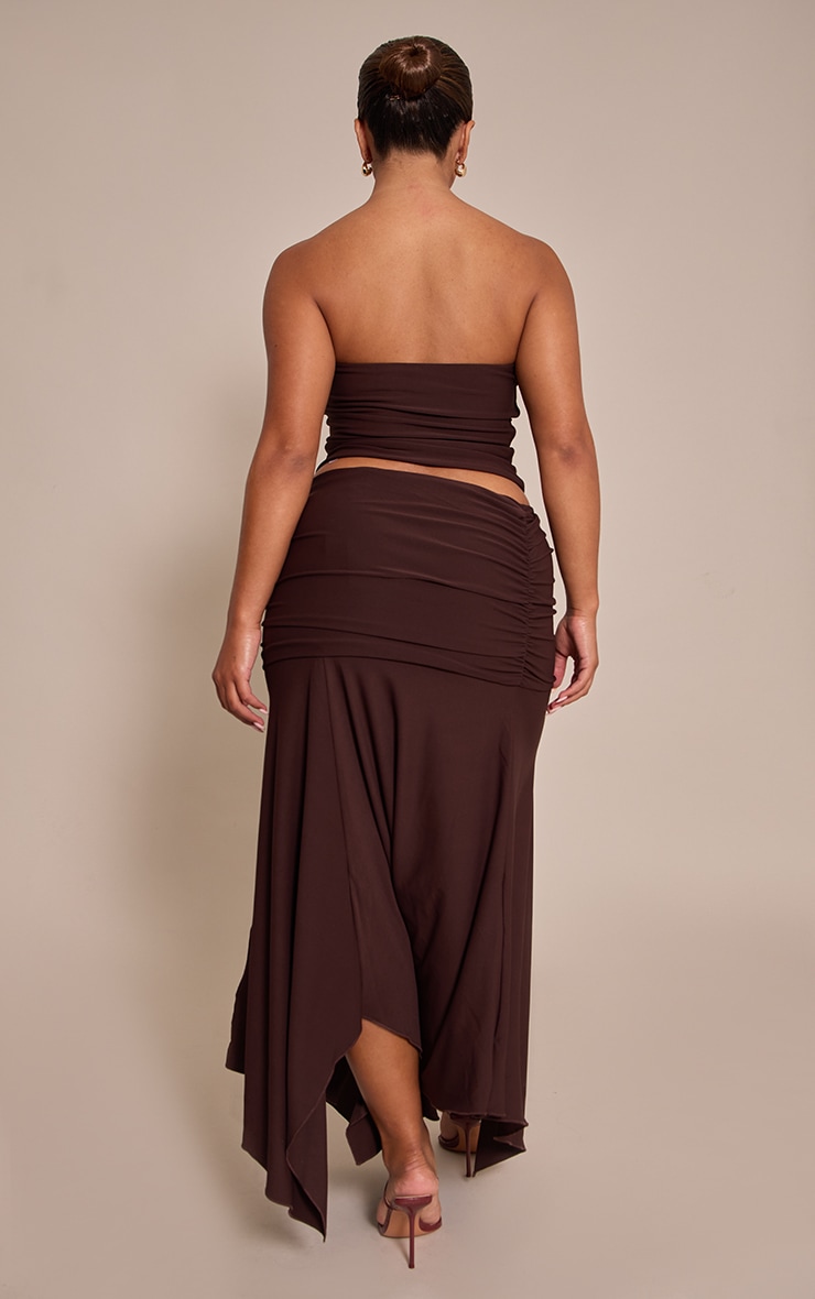 Shape Chocolate Double Layered Printed Ruched Dropped Hem Midaxi Skirt image 3