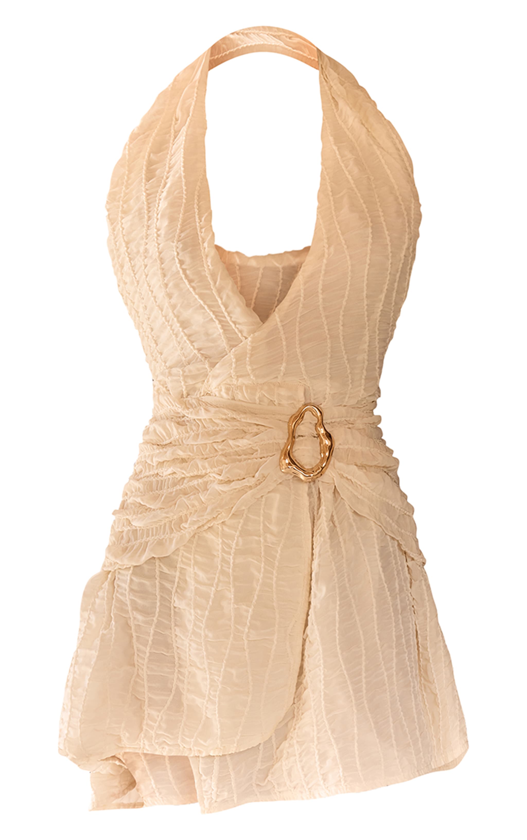 Natural Texture V Neck Belt Shift Dress image 5