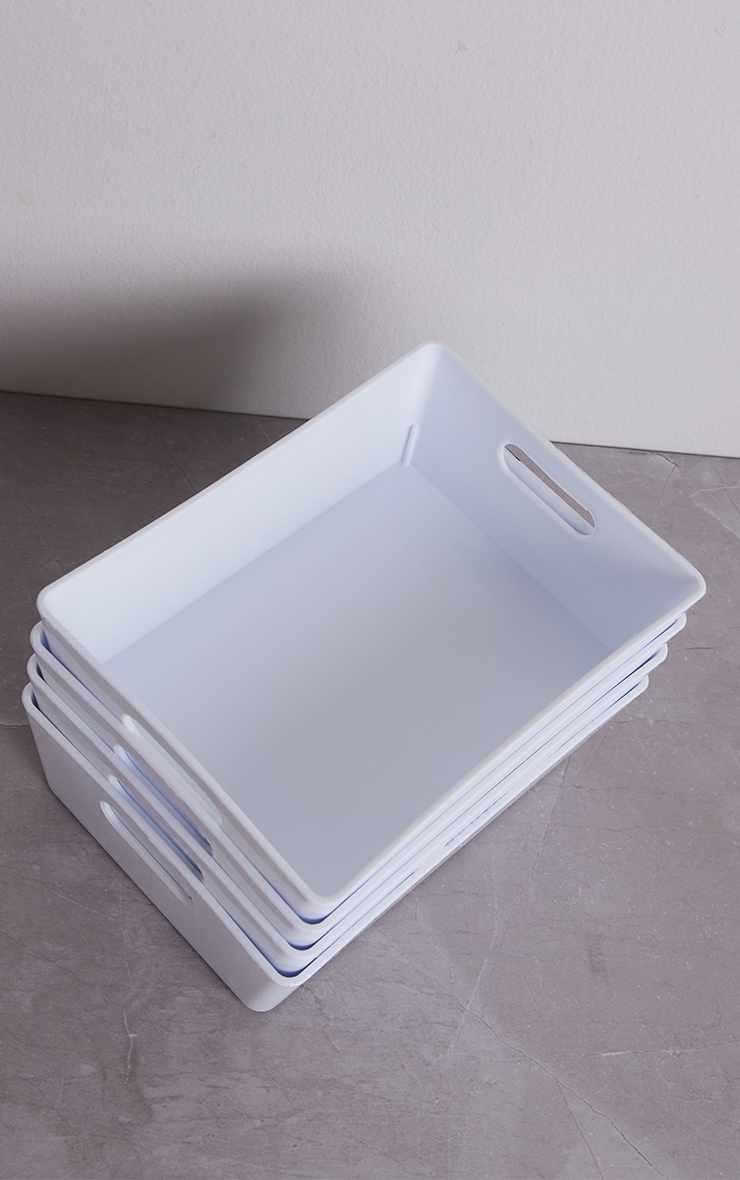 Storage White Set of 4 Small Trays image 5