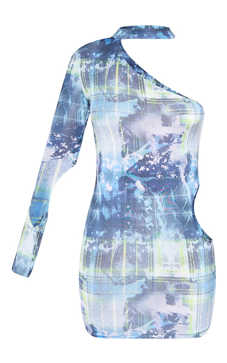 Multi Abstract Print Slinky One Shoulder Multi Cut Out Bodycon Dress image 5