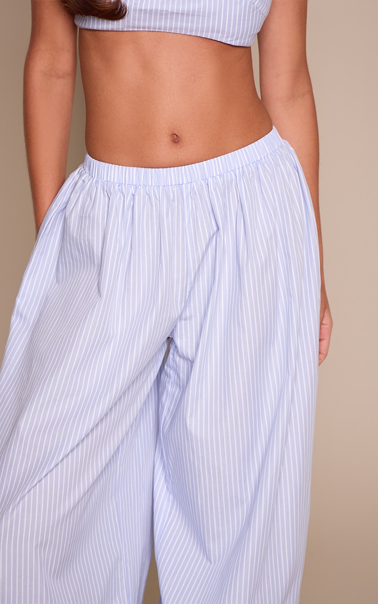 Blue Pinstripe Balloon Hem Pants image 4