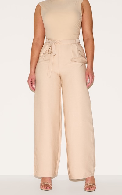 Shape Sand Woven Highwaisted Belted Wide Leg Pants