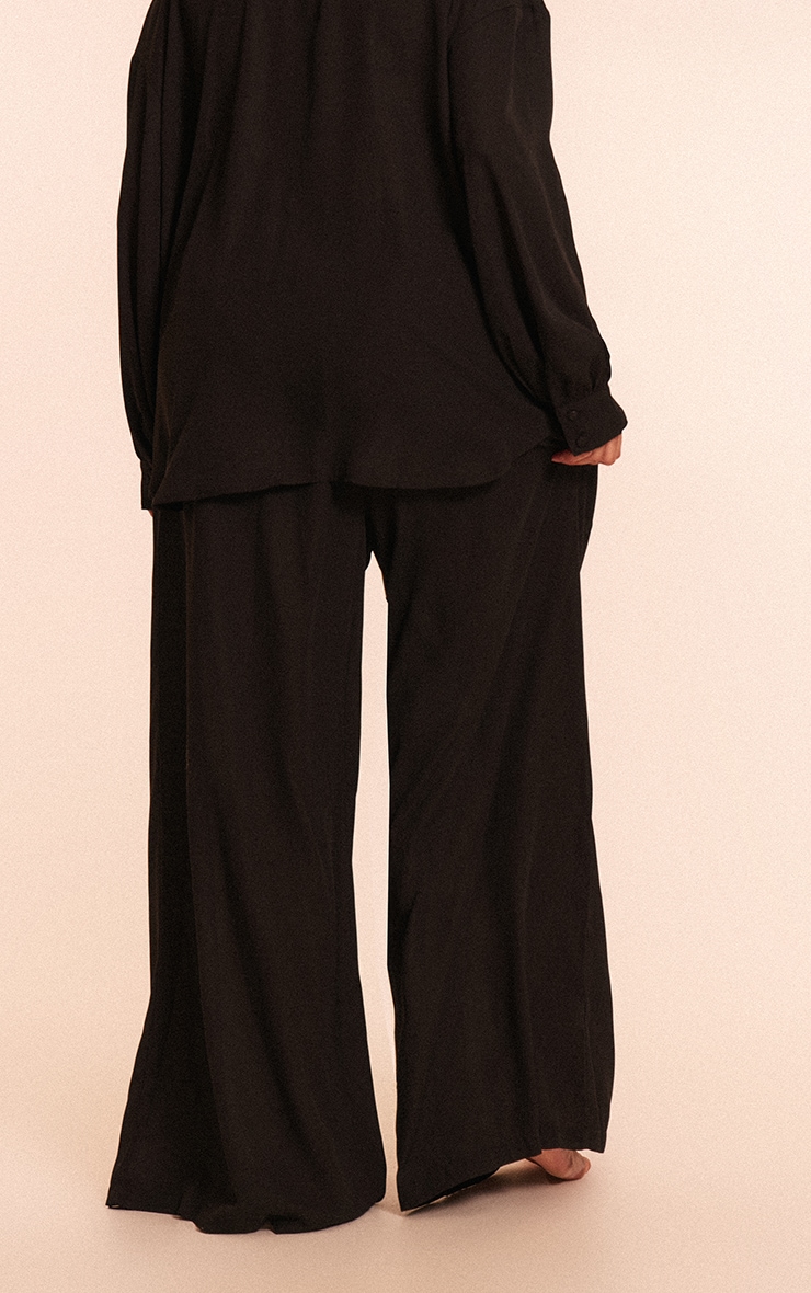 Plus Black Tie Waist Beach Pants image 3
