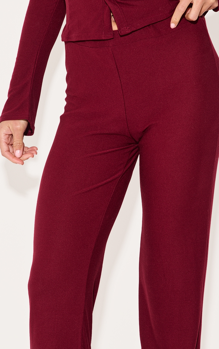 Burgundy Soft Touch Straight Leg Pants image 4