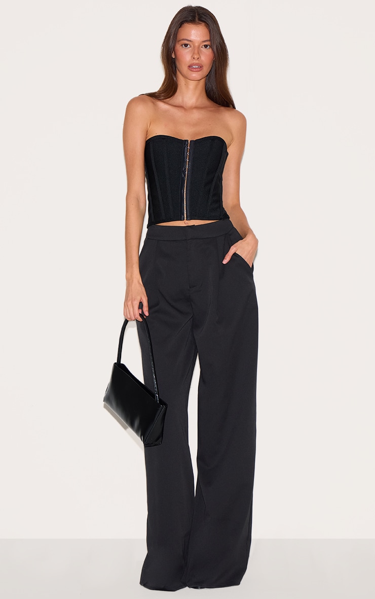 Black Bandage Hook And Eye Structured Corset | Tops