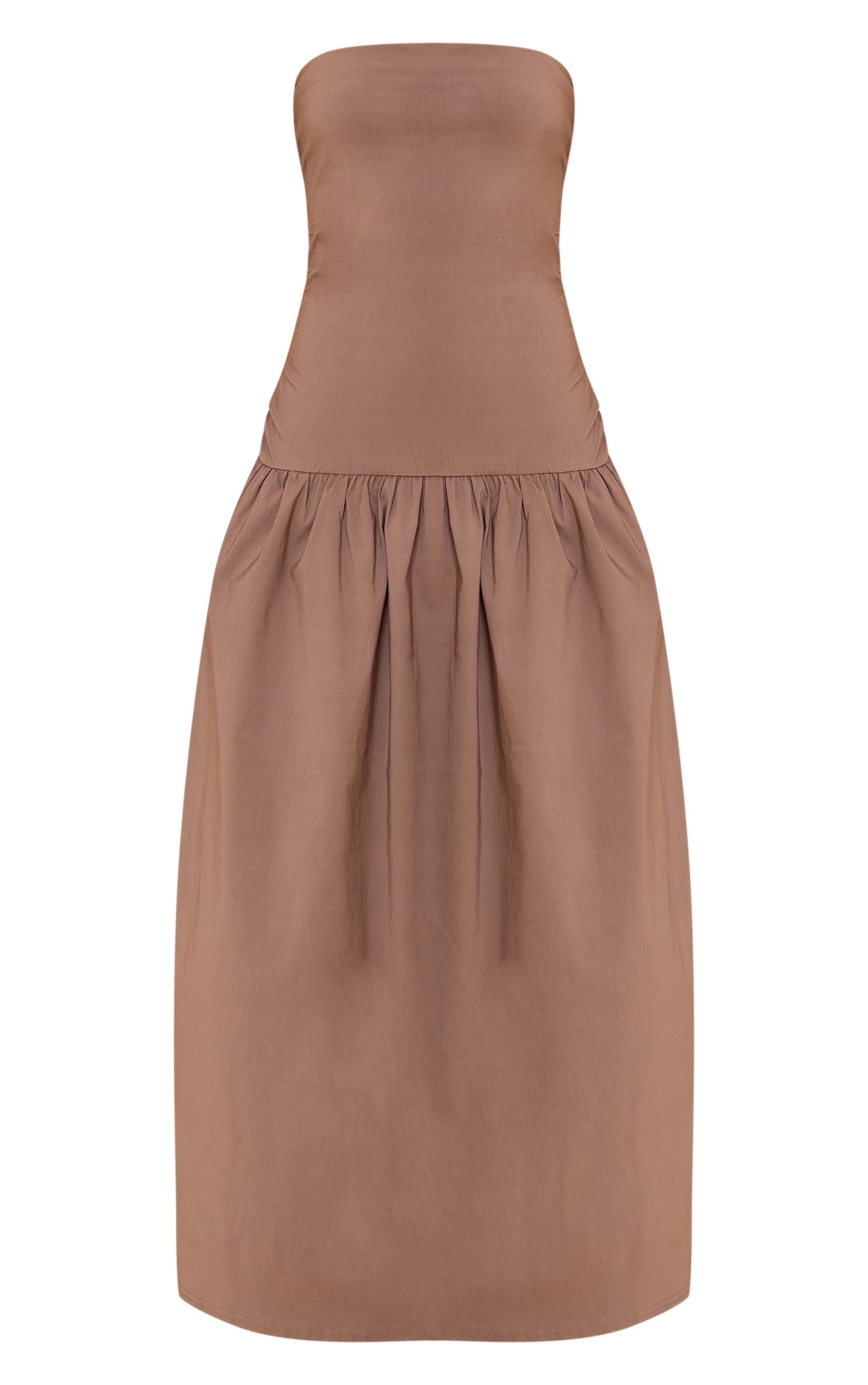 Petite Taupe Stretch Woven Bandeau Ruched Maxi Dress image 5