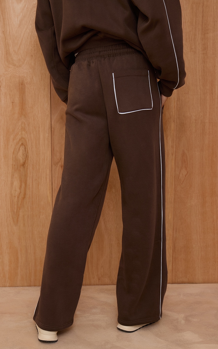 Chocolate Contrast Seam Drawcord Straight Leg Track Pant image 3