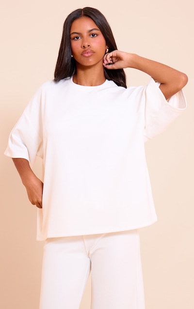 Petite Ecru Modal Oversized Short Sleeve Top