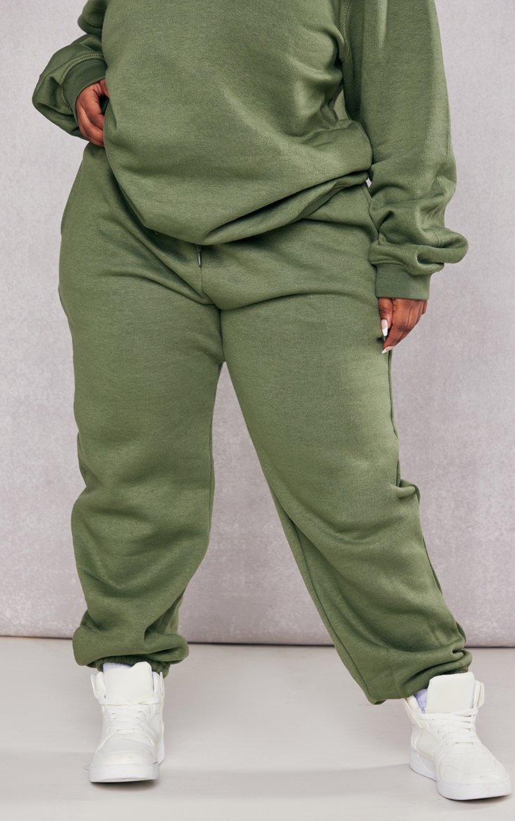 Plus Dark Khaki Casual Sweat Track Pants image 2