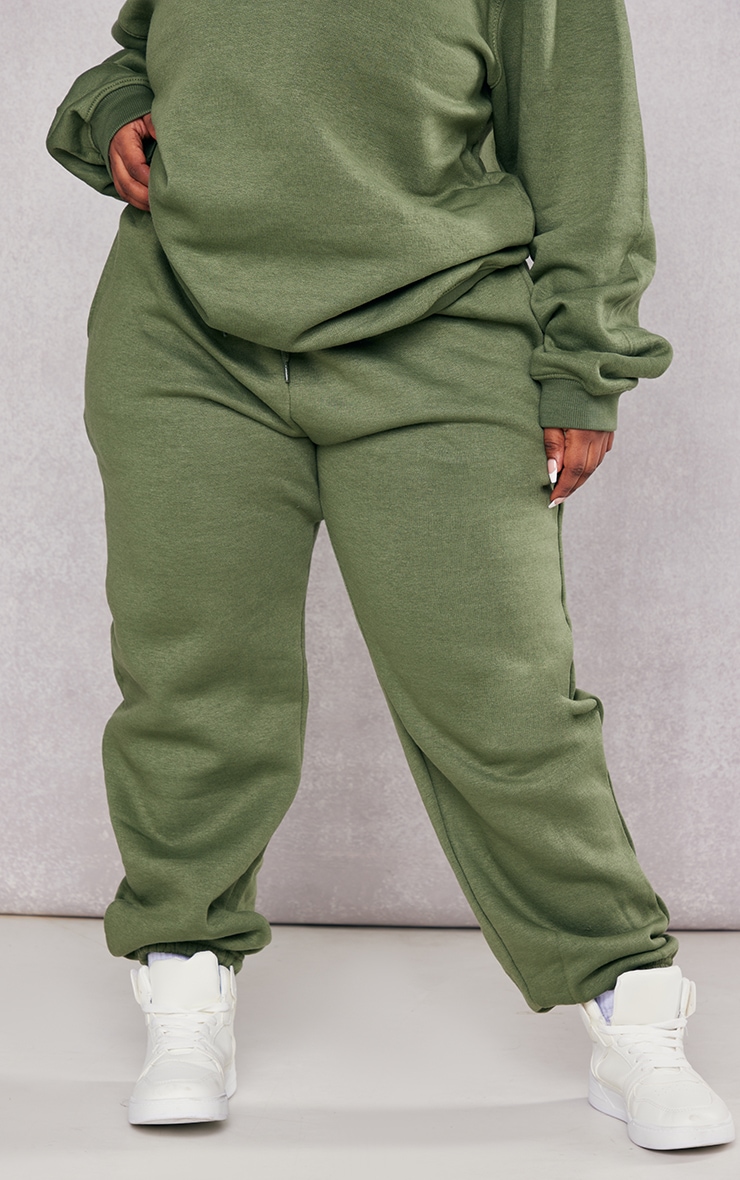  Plus Dark Khaki Casual Sweat Track Pants image 2