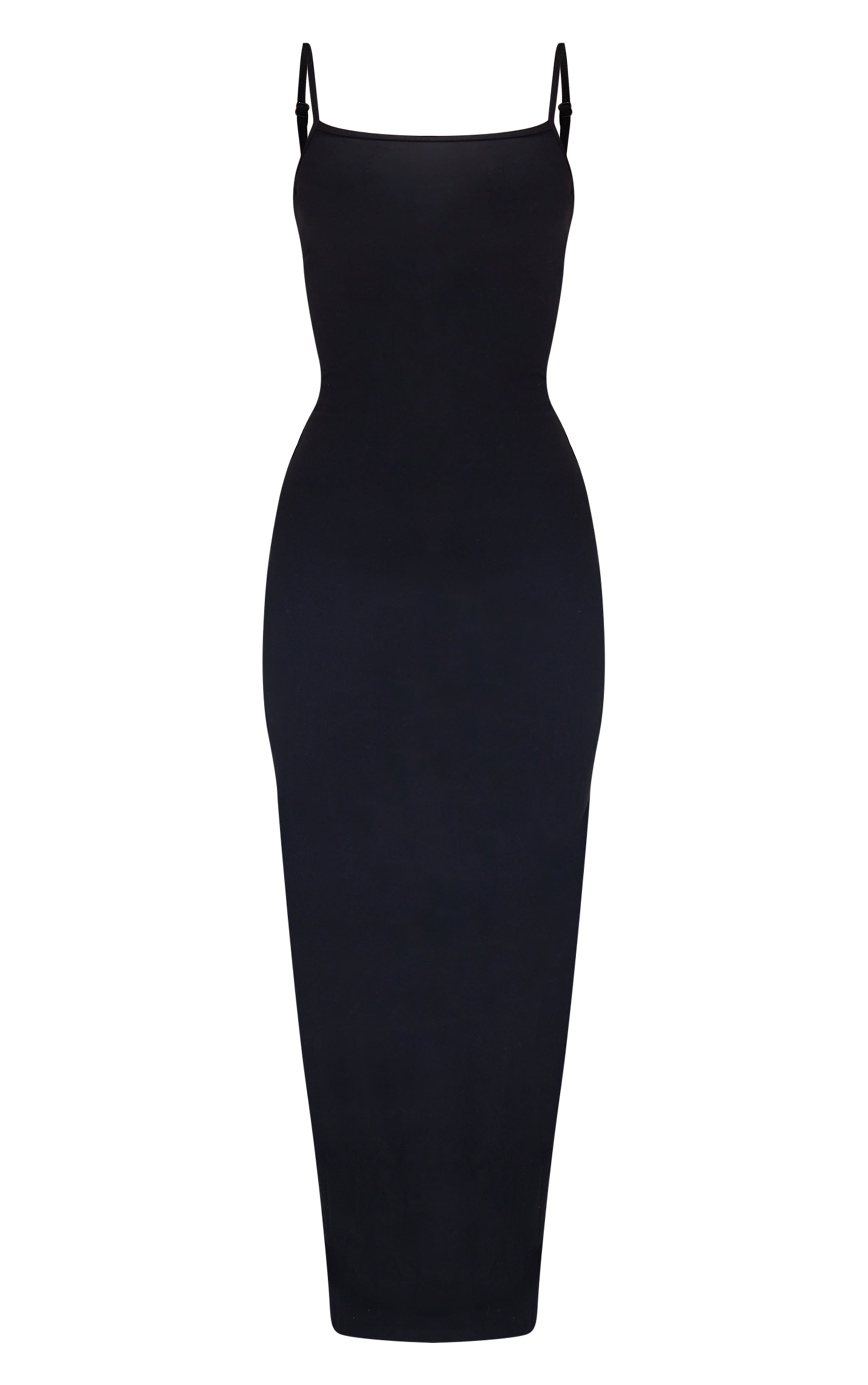 Petite Robe longue en Sculpt noir à contours et bretelles fines image 5