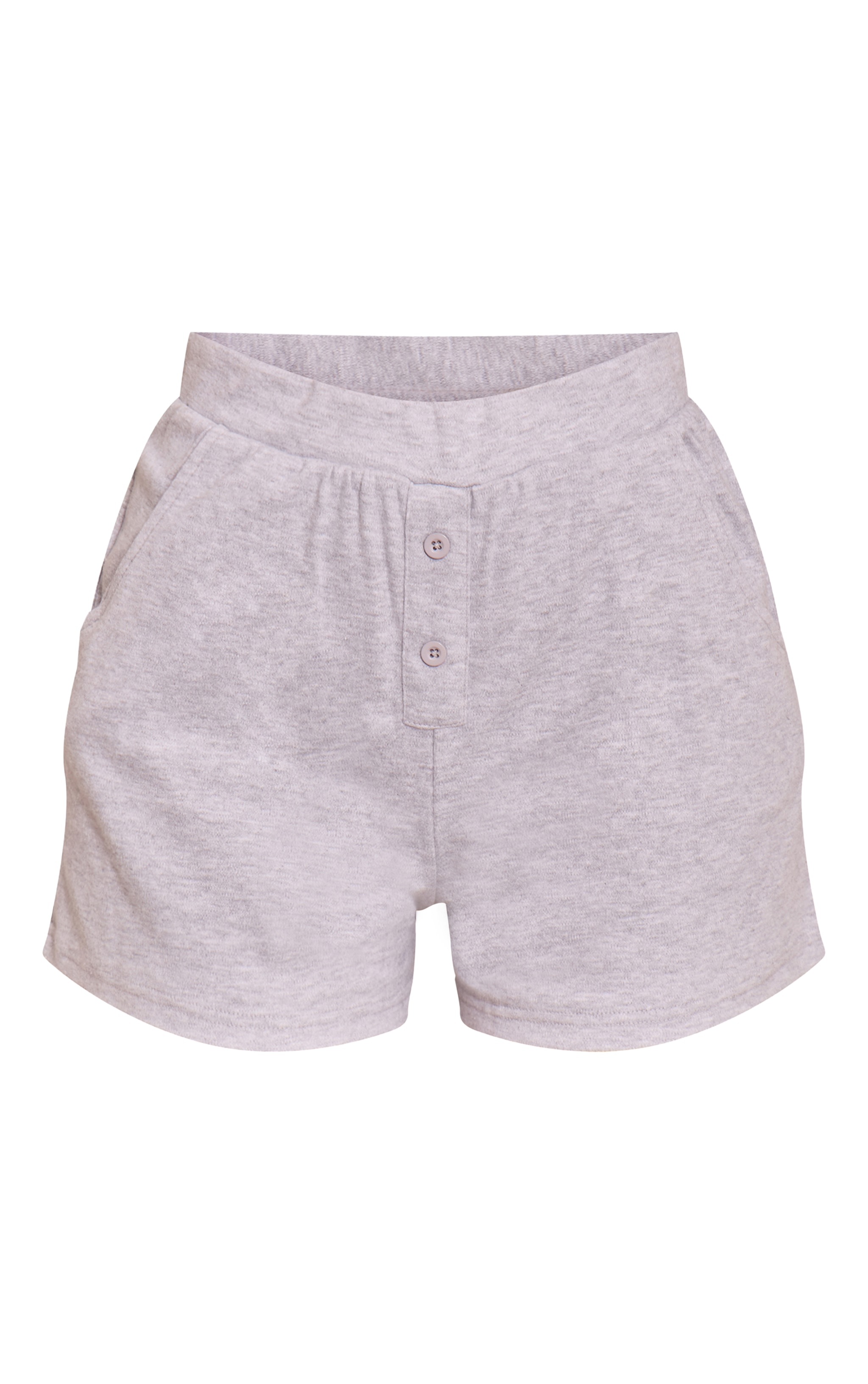 Tall Ash Grey Button Detail Soft Touch Shorts image 6