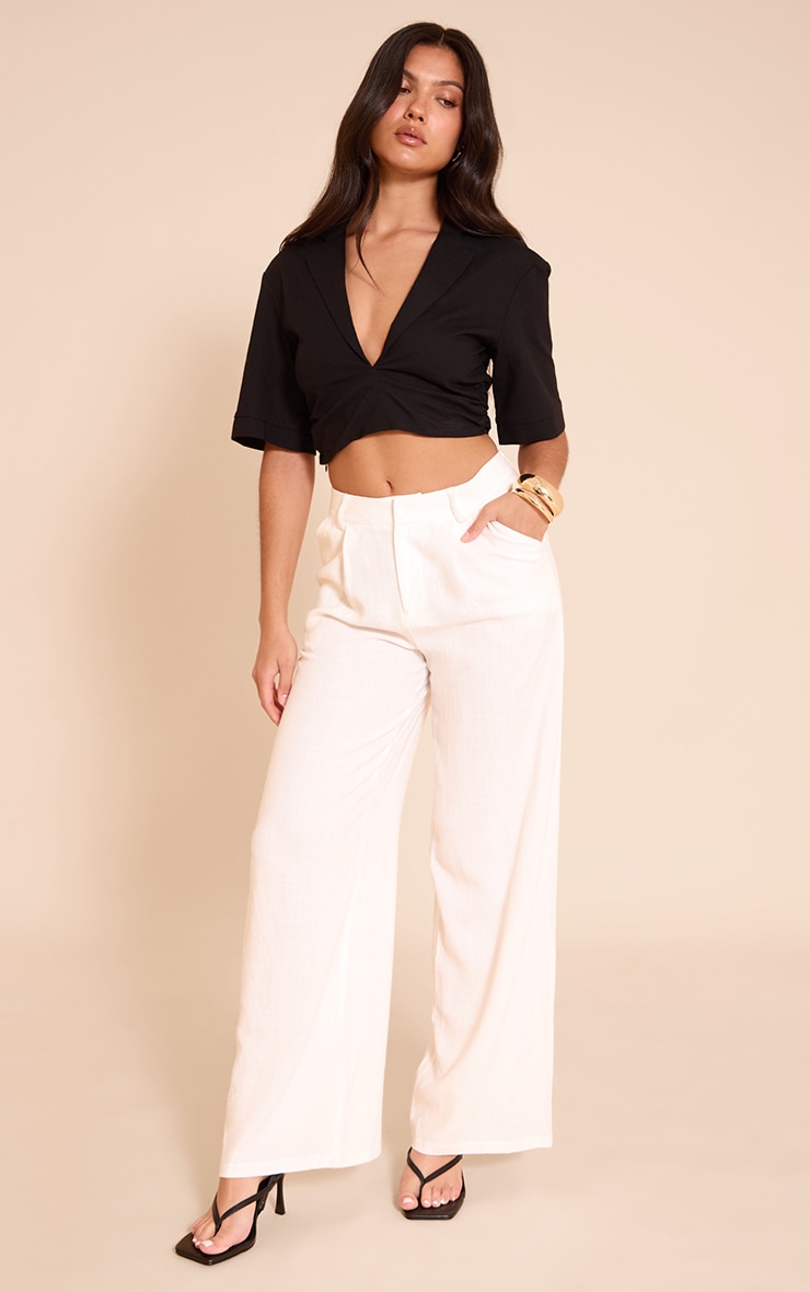 Chemise courte légere tissée noire image 3