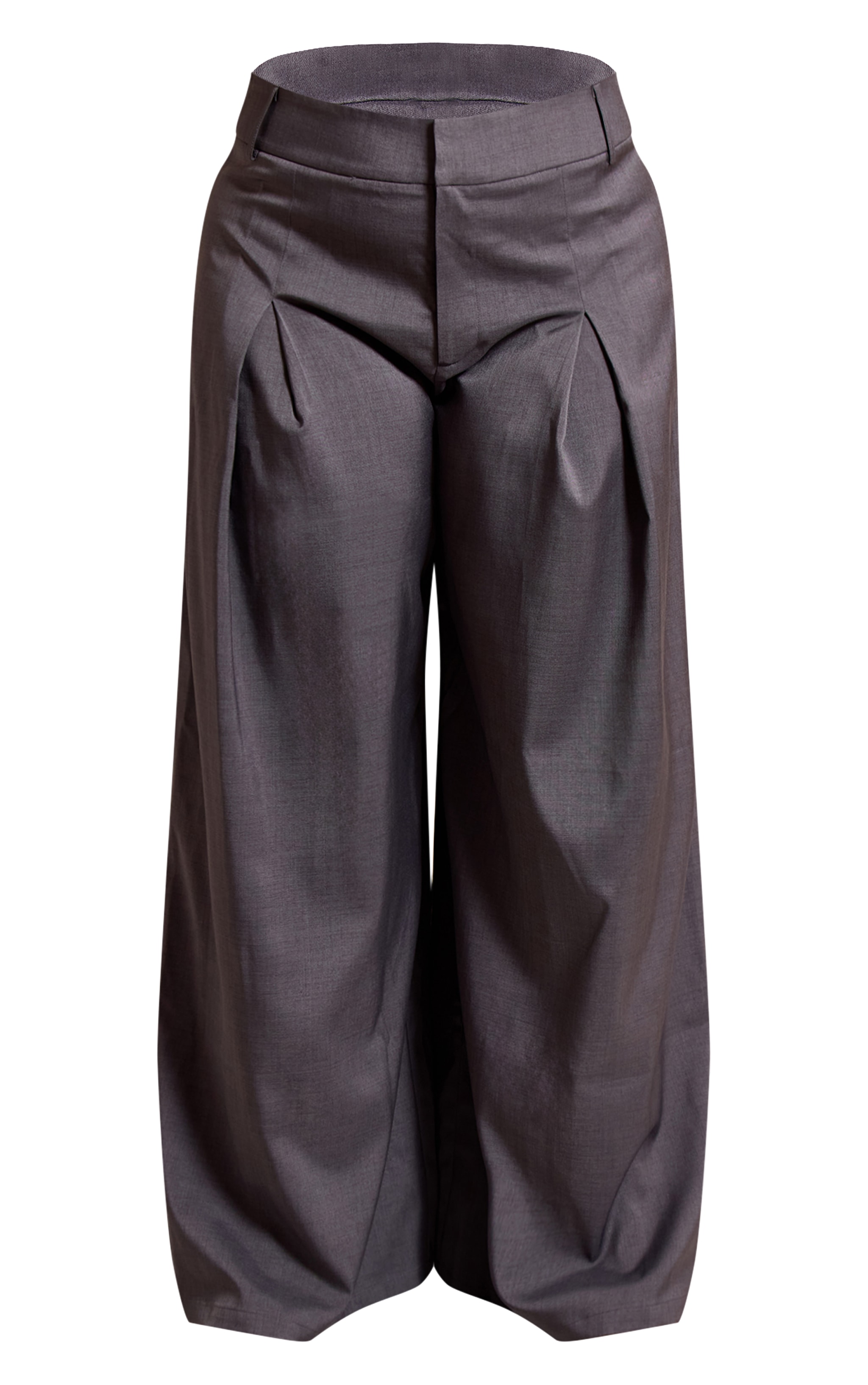 Plus Navy Pleated High Rise Wide Leg Pants image 5