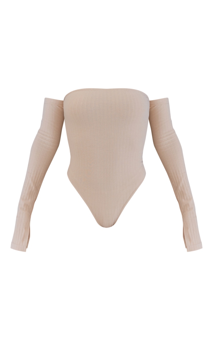 Stone Rib Bardot Long Sleeve Bodysuit image 1