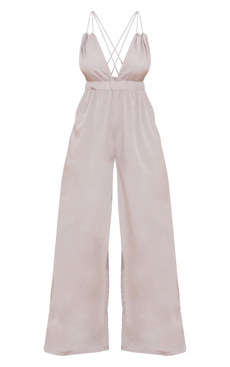 Plus Stone Strappy Cross Back Detail Wide Leg Jumpsuit image 4