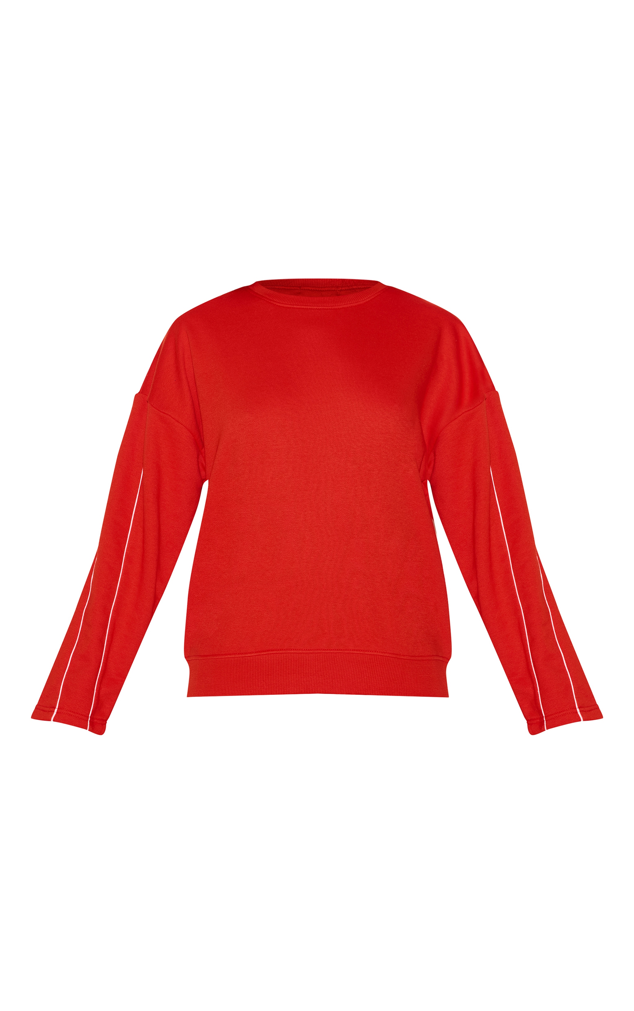  Red Contrast Piping Detail Sweatshirt image 5