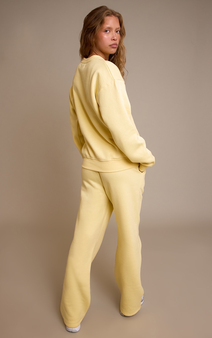 Butter Cream Wide Leg Boston Usa Embroidered Track Pants image 3