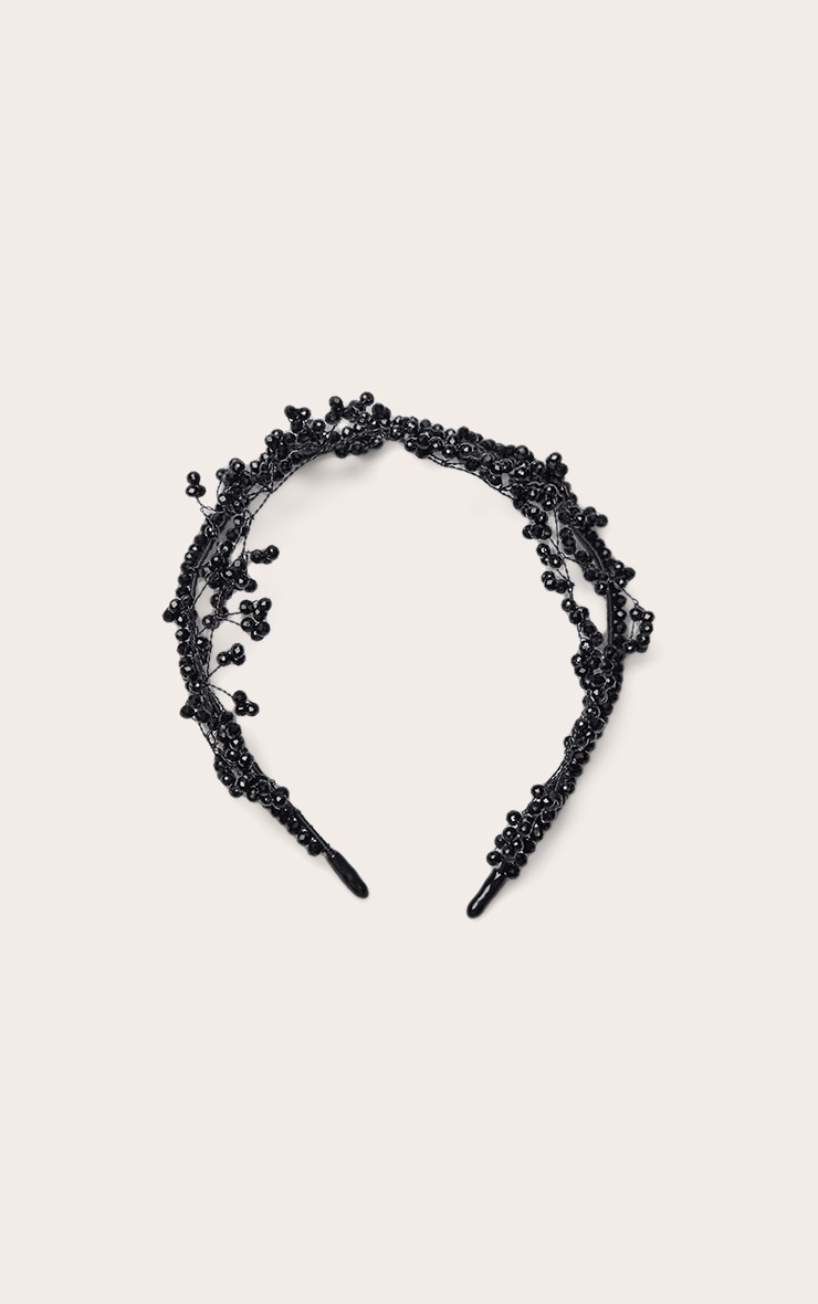 Black Beaded Tiara Headband image 2