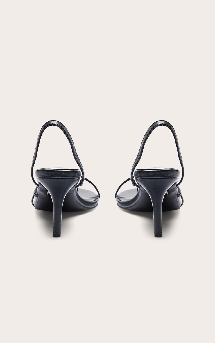 Black Pu Double Strap Round Toe Low Heeled Slingback image 4