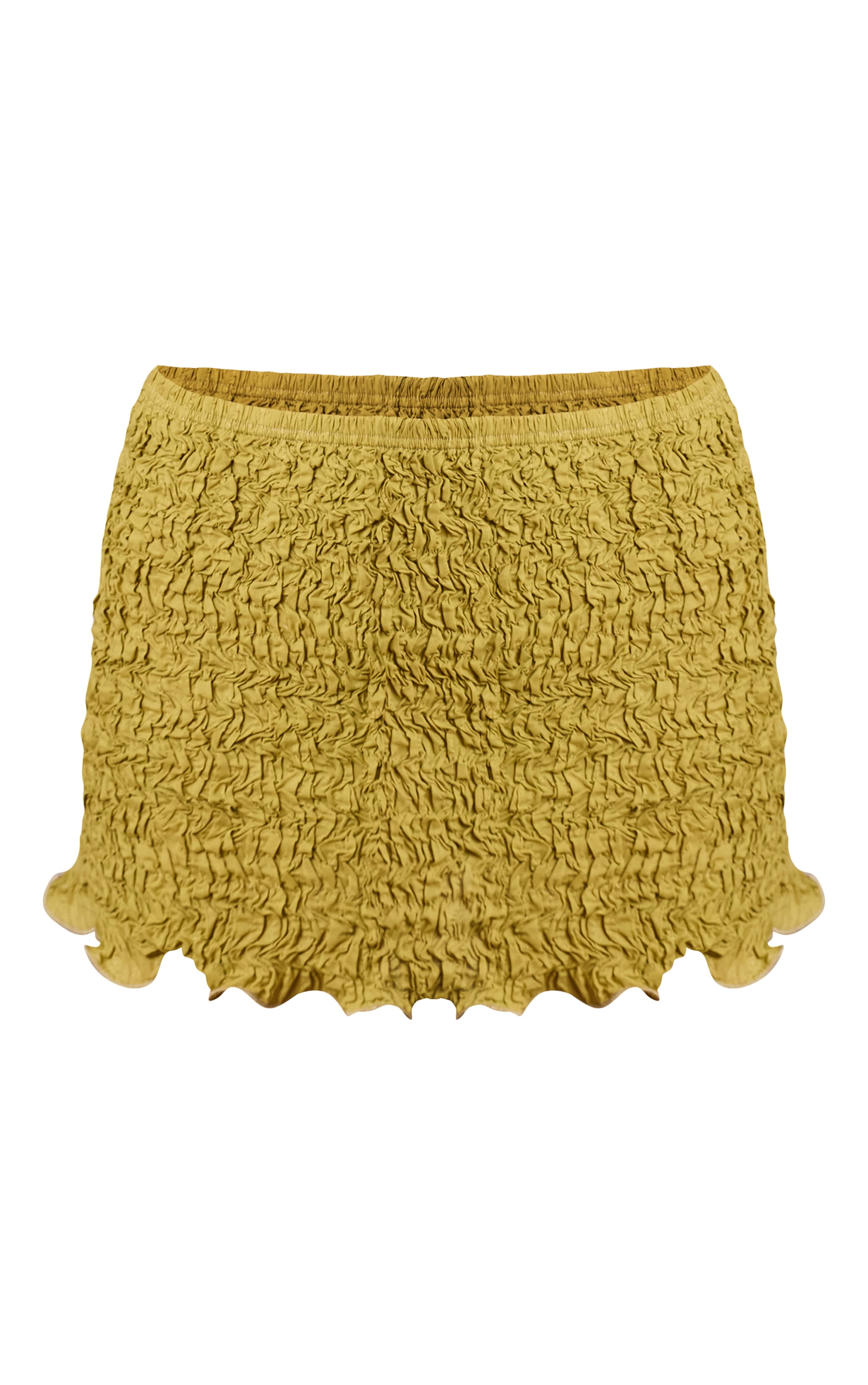 Olive Crinkle Textured Jersey Low Rise Micro Mini Skirt image 6
