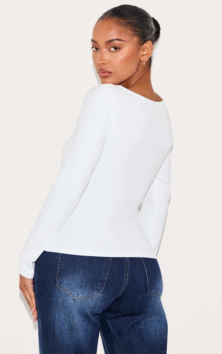 Shape White Built In Bra Sculpt Boat Neck Long Sleeve T-shirt image 2