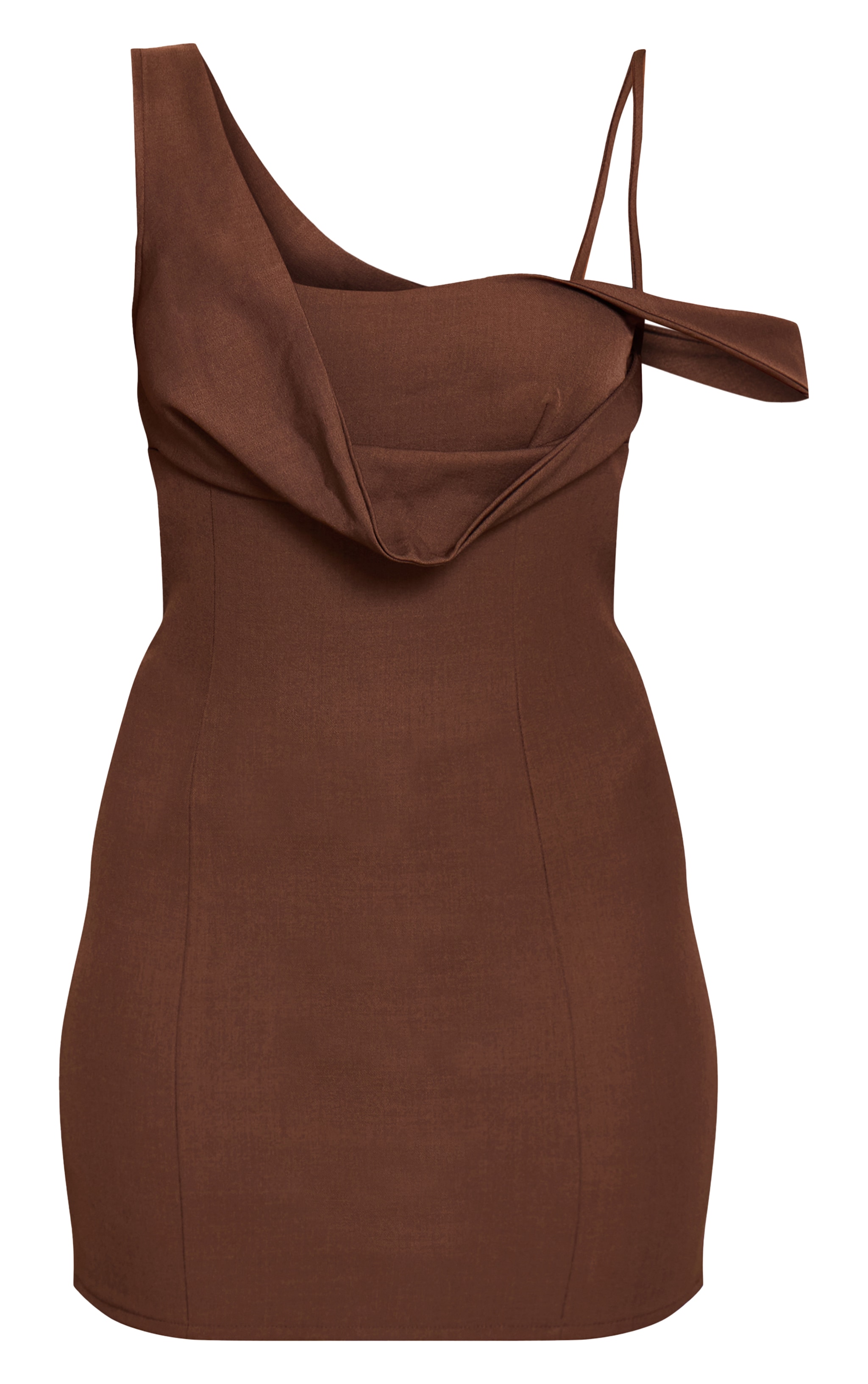 Chocolate Woven Drape Bodycon Mini Dress image 5