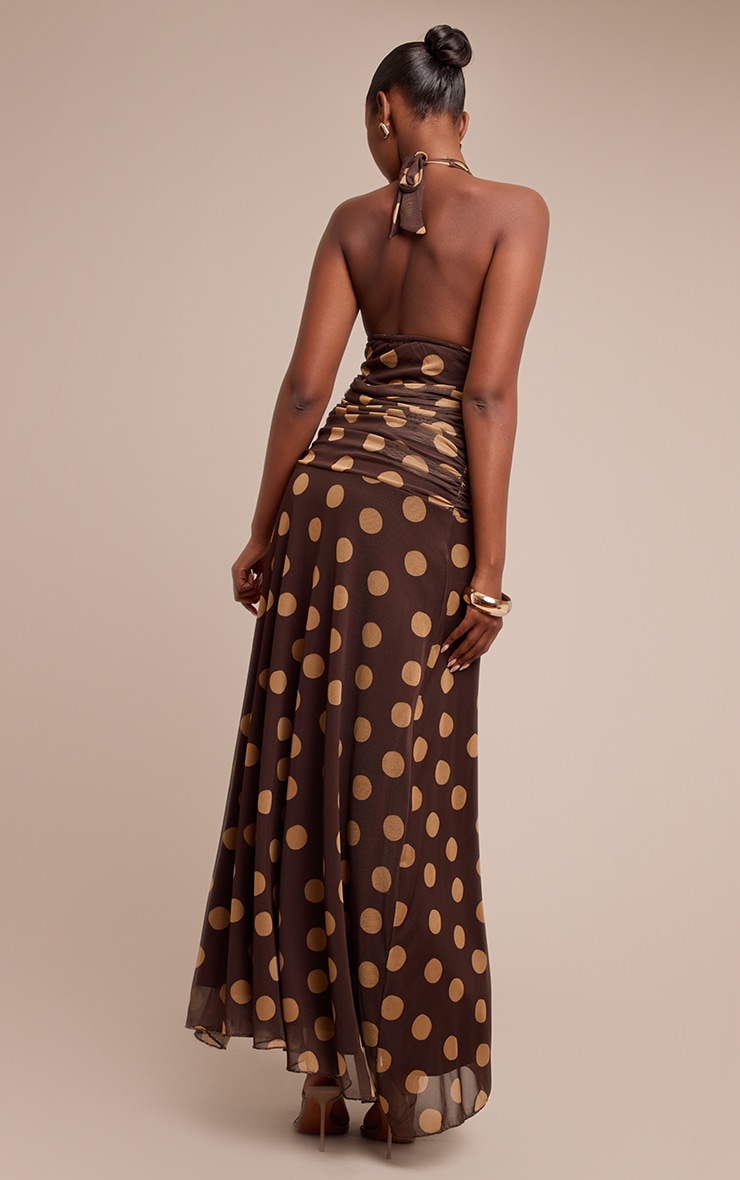 Yellow Polka Dot Halterneck Maxi Dress image 2