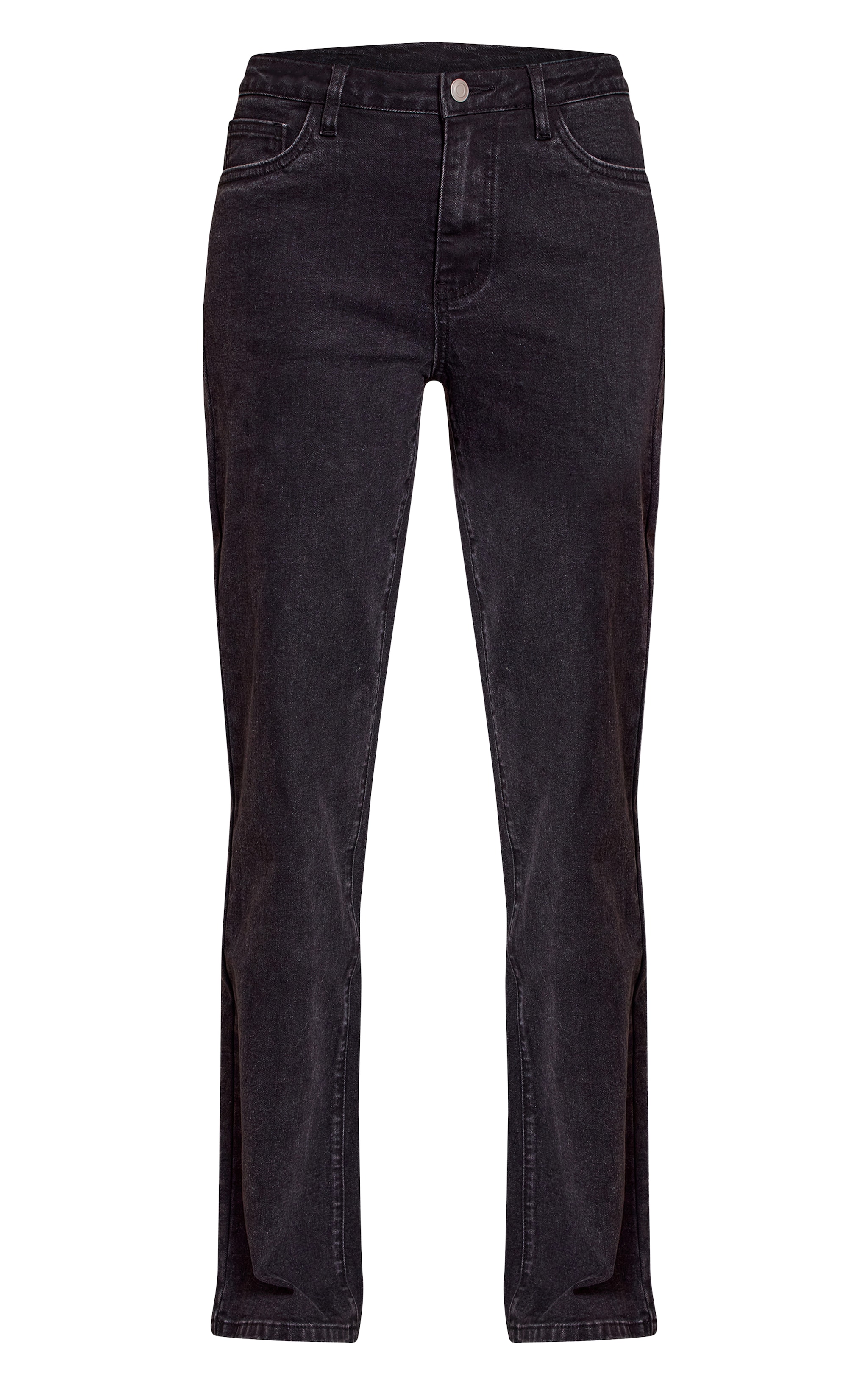 Washed Black Mid Waist Comfort Stretch Straight Leg Jeans image 5