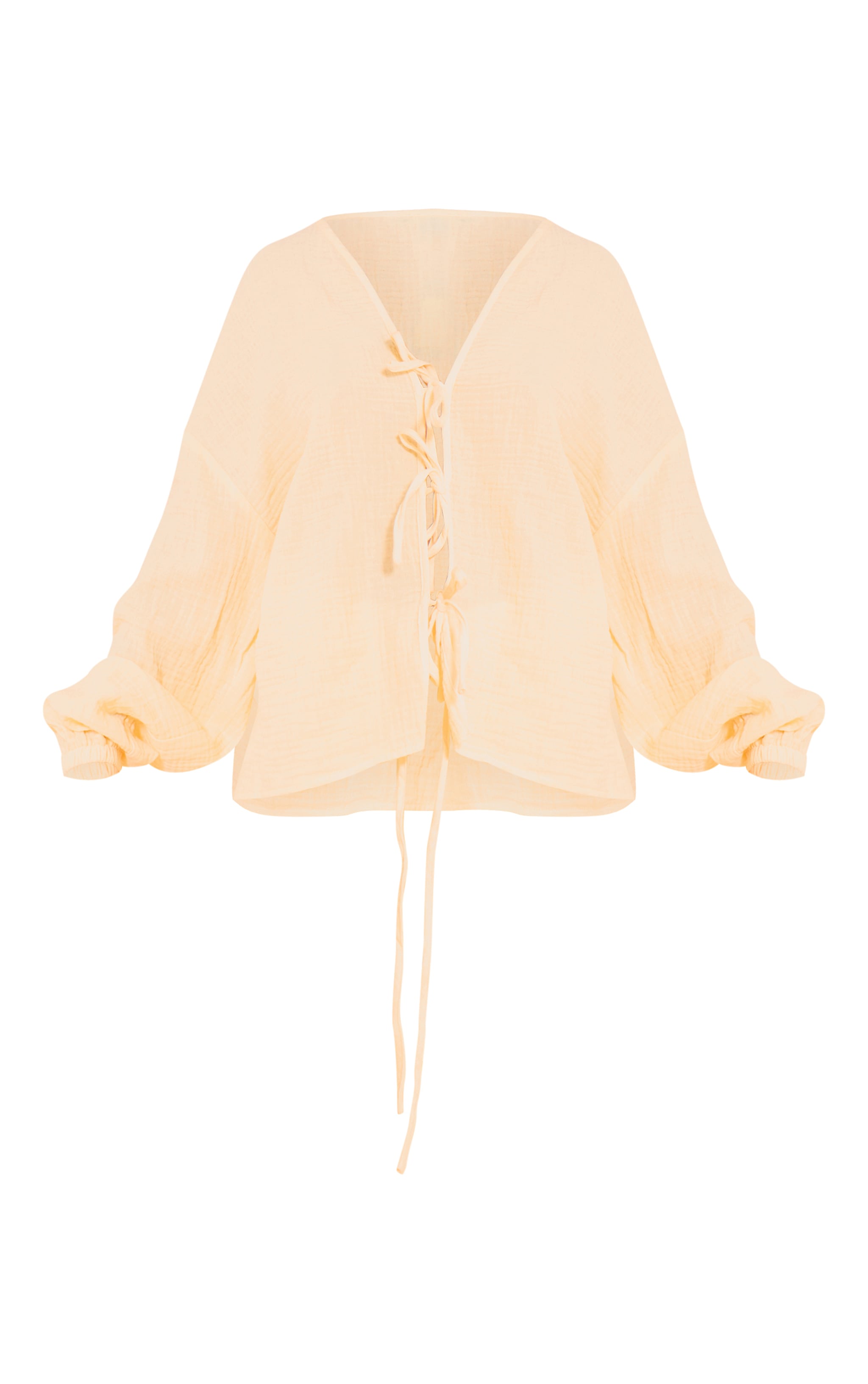 Petite Lemon Cheesecloth Textured Tie Front Shirt image 5