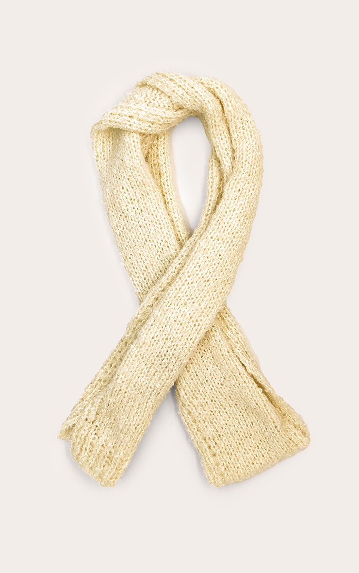 Butter Yellow Skinny Knit Scarf image 3