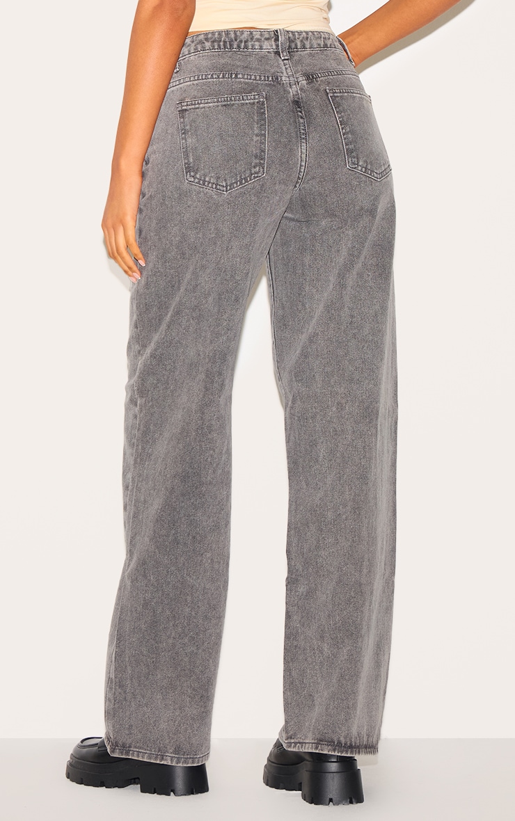 Tall Jean droit gris délavé à taille basse image 3
