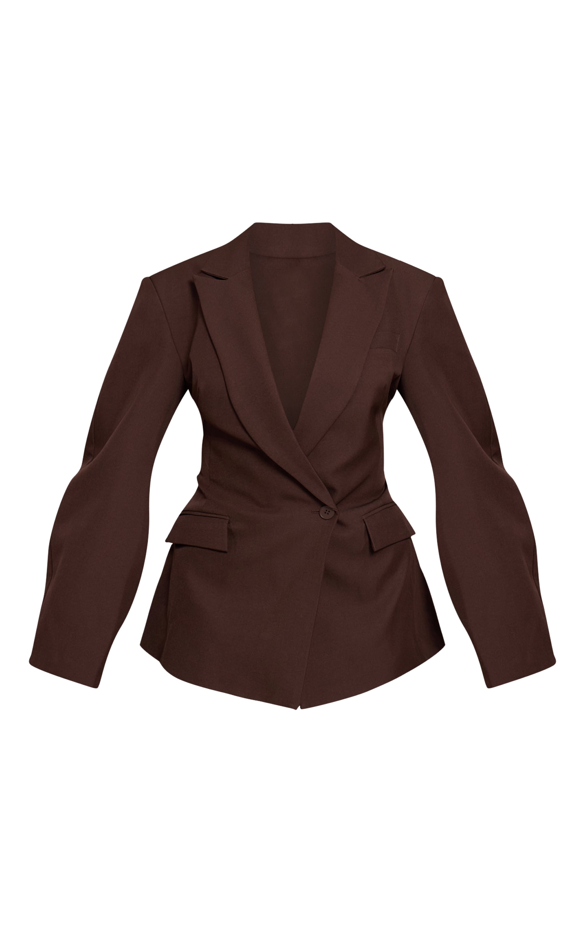 Chocolate Asymmetric Detail Cocoon Sleeve Blazer image 5